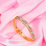 Buy Estele Gold Plated Flower Designer Cuff Bracelet with Crystals for Girls/Women - Purplle
