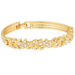 Buy Estele Gold Plated Flower Designer Cuff Bracelet with Crystals for Girls/Women - Purplle