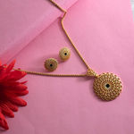 Buy Estele Gold Plated Round Shaped Pendant Set for Women - Purplle