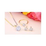Buy Pujvi Fashions AD stone pendant set combo with ring for girls and women - Purplle