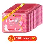 Buy NIINE Naturally Soft Ultra Thin XL+, Sanitary Napkins for HEAVY FLOW with Free Disposal Bags Inside (Pack of 10), 60 Pads Count - Purplle