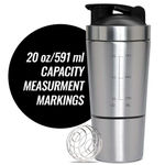 Buy MuscleXP Gym Shaker Classic XP Mixer Stainless Steel Shaker Blender, 100% Leakproof Guarantee, 590 ml For Protein, Pre Workout and BCAAs, BPA Free Material Sipper Bottle with Compartment (BLACK CAP) - Purplle