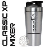 Buy MuscleXP Gym Shaker Classic XP Mixer Stainless Steel Shaker Blender, 100% Leakproof Guarantee, 590 ml For Protein, Pre Workout and BCAAs, BPA Free Material Sipper Bottle with Compartment (BLACK CAP) - Purplle