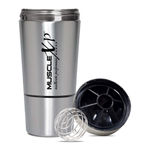 Buy MuscleXP Gym Shaker Classic XP Mixer Stainless Steel Shaker Blender, 100% Leakproof Guarantee, 590 ml For Protein, Pre Workout and BCAAs, BPA Free Material Sipper Bottle with Compartment (BLACK CAP) - Purplle