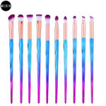 Buy MeSkin 10 Pcs Bluish Makeup Brushes Set for Womens & Girls - Pack of 10 (Assorted Colors) - Purplle