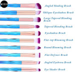 Buy MeSkin 10 Pcs Bluish Makeup Brushes Set for Womens & Girls - Pack of 10 (Assorted Colors) - Purplle