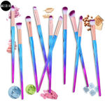 Buy MeSkin 10 Pcs Bluish Makeup Brushes Set for Womens & Girls - Pack of 10 (Assorted Colors) - Purplle