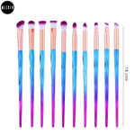 Buy MeSkin 10 Pcs Bluish Makeup Brushes Set for Womens & Girls - Pack of 10 (Assorted Colors) - Purplle