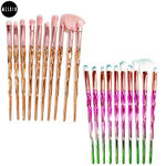 Buy MeSkin 10 Pcs Bluish Makeup Brushes Set for Womens & Girls - Pack of 10 (Assorted Colors) - Purplle