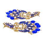 Buy Crunchy Fashion Crunchy Fashion Jewellery Traditional Gold-Plated Peacock Design Blue Stone Meenakari Dangler Earrings RAE1089 - Purplle