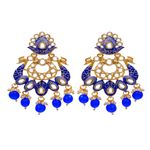 Buy Crunchy Fashion Crunchy Fashion Jewellery Traditional Gold-Plated Peacock Design Blue Stone Meenakari Dangler Earrings RAE1089 - Purplle