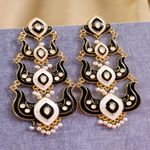 Buy Crunchy Fashion Classic Meenakari Grey Double Layer Gold Plated Black Dangler Earrings RAE1519 - Purplle