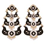 Buy Crunchy Fashion Classic Meenakari Grey Double Layer Gold Plated Black Dangler Earrings RAE1519 - Purplle