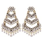 Buy Crunchy Fashion Ethnic Gold-Plated Jadau White Kundan Long Pearl Earrings Jhumka earrings RAE1762 - Purplle