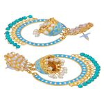 Buy Crunchy Fashion Gold-Plated Kundan Dangler blue Color ChandBali Jhumka Earrings RAE1464 - Purplle