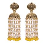 Buy Crunchy Fashion Punjabi Traditional Gold Finished Yellow Kundan Pearl Jhumki Style Earrings RAE1641 - Purplle