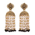 Buy Crunchy Fashion Punjabi Traditional Gold Finished Black Kundan Pearl Jhumki Style Earrings RAE1645 - Purplle