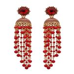 Buy Crunchy Fashion Gold-Plated Stunning Designer Long Red color Pearl Jhumka RAE1673 - Purplle