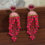 Buy Crunchy Fashion Gold-Plated Stunning Designer Long Pink color Pearl Jhumka RAE1675 - Purplle