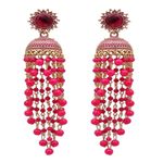 Buy Crunchy Fashion Gold-Plated Stunning Designer Long Pink color Pearl Jhumka RAE1675 - Purplle