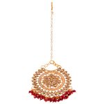 Buy Crunchy Fashion Gold-Plated Round Floral Red Pearl Earrings With Maang Tika Set RAE1196 - Purplle
