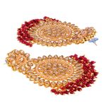 Buy Crunchy Fashion Gold-Plated Round Floral Red Pearl Earrings With Maang Tika Set RAE1196 - Purplle