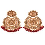 Buy Crunchy Fashion Gold-Plated Round Floral Red Pearl Earrings With Maang Tika Set RAE1196 - Purplle