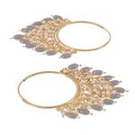 Buy Crunchy Fashion Gold-Plated Jhalar Bali Hoop Earrings With Grey Pearls RAE1480 - Purplle