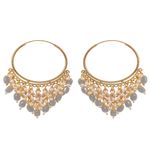 Buy Crunchy Fashion Gold-Plated Jhalar Bali Hoop Earrings With Grey Pearls RAE1480 - Purplle