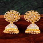 Buy Crunchy Fashion Traditional Gold-Plated Royal Rajasthani Meenakari Grey Kundan Earrings RAE1107 - Purplle
