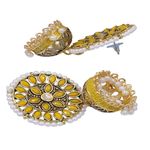 Buy Crunchy Fashion Gold-Plated Embelished Yellow Kundan and Faux Pearl Jhumka Earrings RAE1811 - Purplle