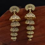 Buy Crunchy Fashion Traditional Gold-Plated Peacock Design Jhumka In Multilayer Earrings RAE1670 - Purplle