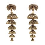 Buy Crunchy Fashion Traditional Gold-Plated Peacock Design Jhumka In Multilayer Earrings RAE1670 - Purplle