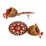 Buy Crunchy Fashion Gold Plated Meenakari Floral Red Jhumka Earrings With White Pearl RAE0914 - Purplle