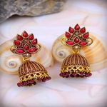 Buy Crunchy Fashion Gold plated Antique Red Floral Jhumka Earrings RAE0934 - Purplle