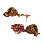 Buy Crunchy Fashion Gold plated Antique Red Floral Jhumka Earrings RAE0934 - Purplle