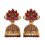 Buy Crunchy Fashion Gold plated Antique Red Floral Jhumka Earrings RAE0934 - Purplle