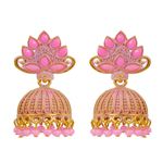 Buy Crunchy Fashion Gold plated Antique Pink Floral Jhumka Earrings RAE0940 - Purplle
