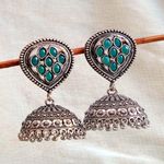Buy Crunchy Fashion German Sliver Green Jhumka Earrings RAE1202 - Purplle