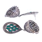 Buy Crunchy Fashion German Sliver Green Jhumka Earrings RAE1202 - Purplle