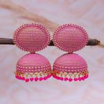 Buy Crunchy Fashion Gold-plated Pink Round Check square Design Jhumka Earrings RAE1555 - Purplle