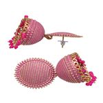 Buy Crunchy Fashion Gold-plated Pink Round Check square Design Jhumka Earrings RAE1555 - Purplle