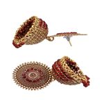 Buy Crunchy Fashion Oxidised Gold-Plated Handcrafted Maroon Stone Jhumka Earrings RAE1571 - Purplle