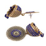 Buy Crunchy Fashion Oxidised Gold-Plated Handcrafted Blue Stone Jhumka Earrings RAE1574 - Purplle
