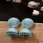 Buy Crunchy Fashion Oxidised Silver Enamel Sky Blue Pearl Pearls Jhumka Earrings RAE1771 - Purplle