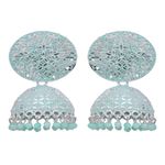 Buy Crunchy Fashion Oxidised Silver Enamel Sky Blue Pearl Pearls Jhumka Earrings RAE1771 - Purplle