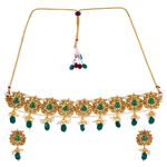 Buy Crunchy Fashion Traditional Wedding Collection Choker Necklace With Earrings RAS0302 - Purplle