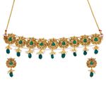 Buy Crunchy Fashion Traditional Wedding Collection Choker Necklace With Earrings RAS0302 - Purplle