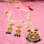 Buy Crunchy Fashion Lavish Gold-Plated Meenakari Fashionable Peacock Shape Heavy Pendant Long Moti Mala Necklace Set With Earrings RAS0322 - Purplle