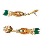 Buy Crunchy Fashion Lavish Gold-Plated Meenakari Fashionable Peacock Shape Heavy Pendant Long Moti Mala Necklace Set With Earrings RAS0322 - Purplle